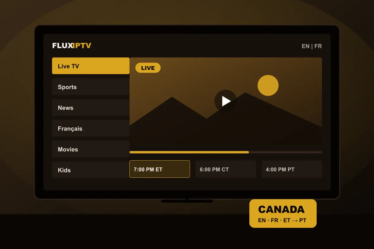 Smart TV with English and French channel categories
