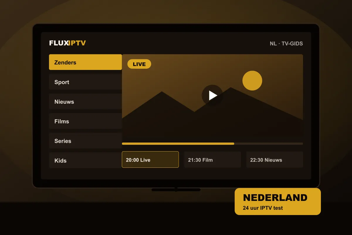 Smart TV met Nederlandse zendercategorieën tijdens een IPTV test